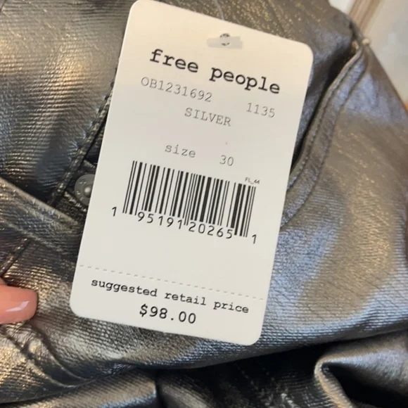 Free People Phoenix Coated Silver Metallic Jeans 30 - Picture 3 of 10